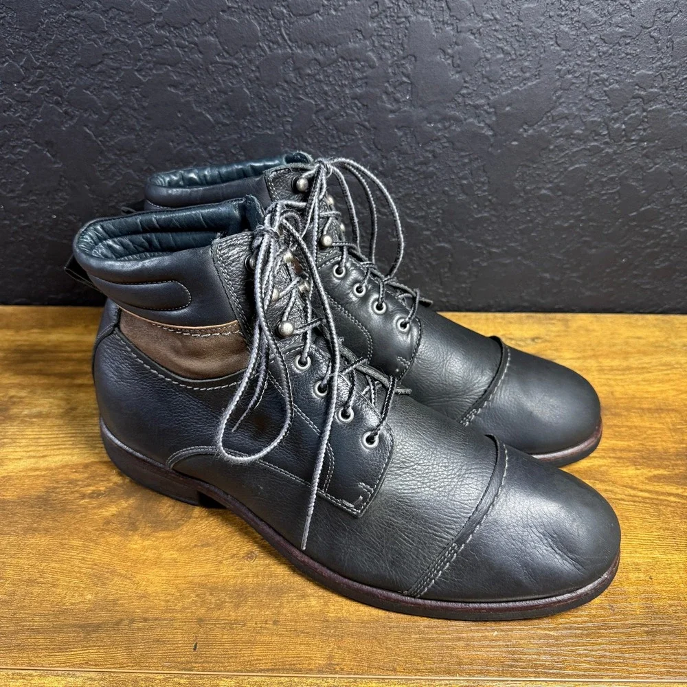 Johnston & Murphy Karnes‎ 25-7641 Black Leather Cap Toe Boots Mens 10 M